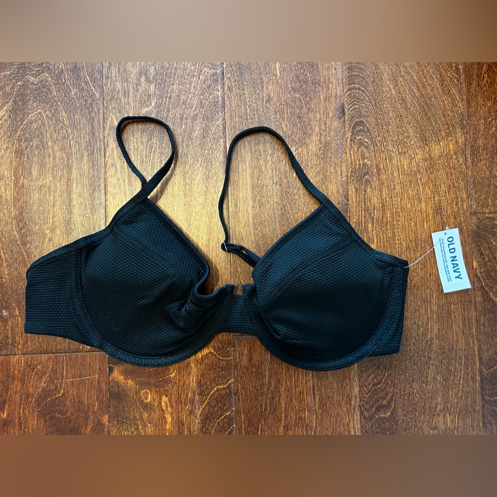 Old Navy Black Textured Underwire Bikini Top